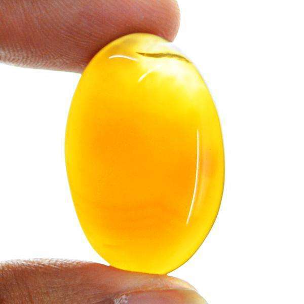 gemsmore:Amazing Natural Oval Shape Yellow Color Onyx Untreated Loose Gemstone