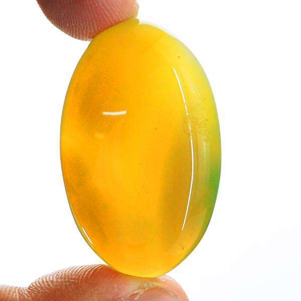 gemsmore:Amazing Natural Oval Shape Yellow Onyx Untreated Loose Gemstone