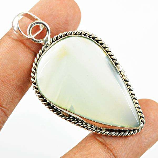 gemsmore:Amazing Natural Pear Shape Onyx Tibet Silver Pendant