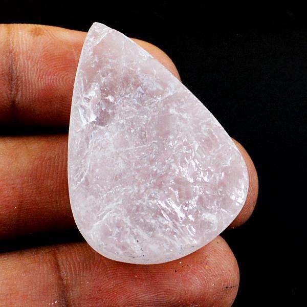 gemsmore:Amazing Natural Pear Shape Pink Rose Quartz Druzy Untreated Loose Gemstone