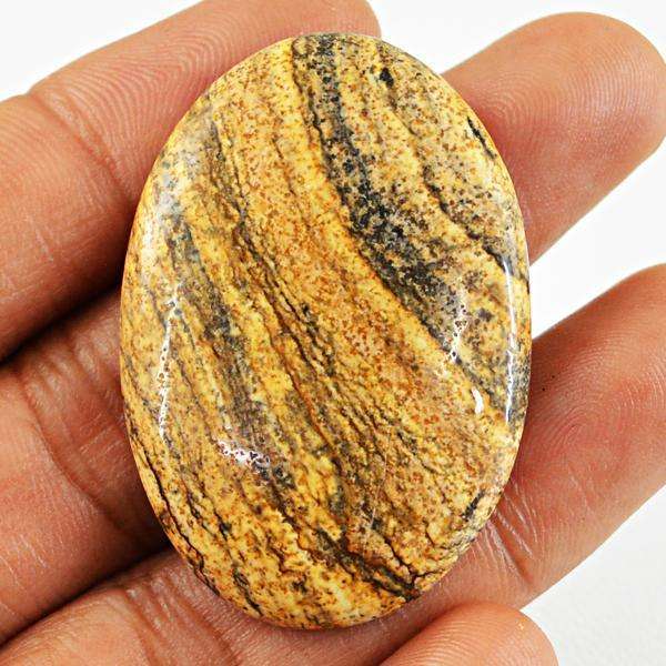 gemsmore:Amazing Natural Picture Jasper Oval Shape Untreated Loose Gemstone