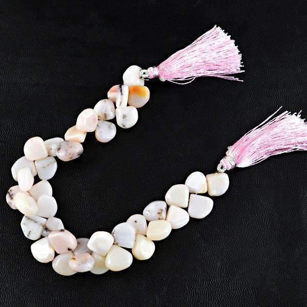 gemsmore:Amazing Natural Pink Australian Opal Drilled Beads Strand - Pear Shape