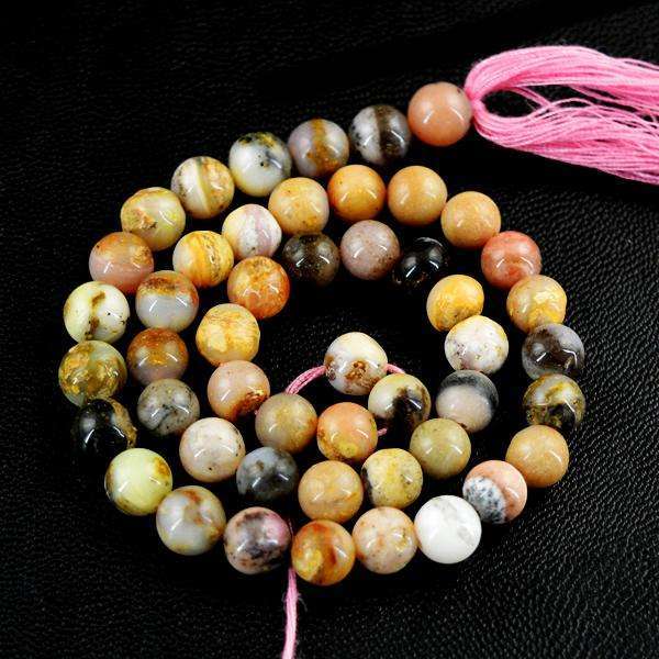 gemsmore:Amazing Natural Pink Australian Opal Round Shape Drilled Beads Strand
