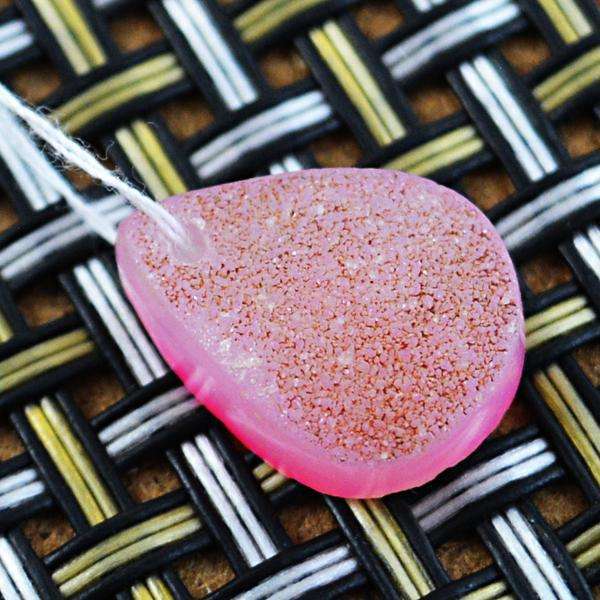 gemsmore:Amazing Natural Pink Druzy Onyx Pear Shape Drilled Loose Gemstone