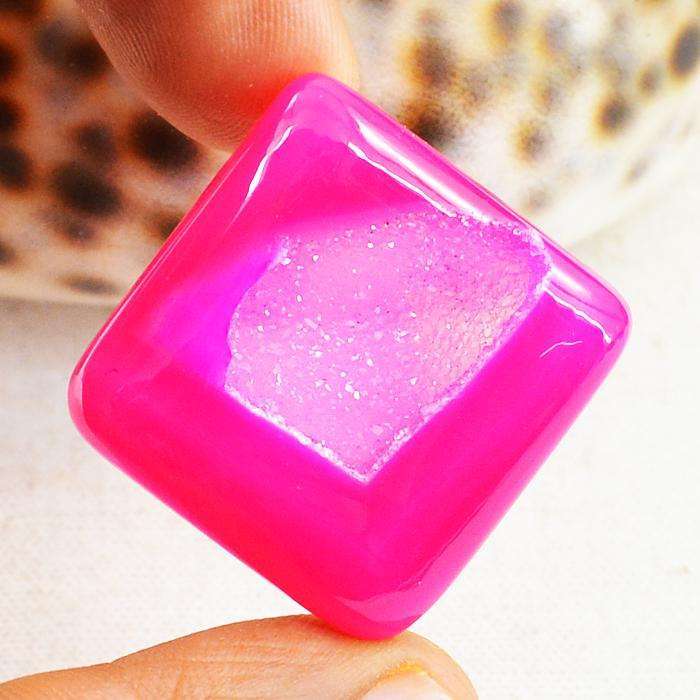 gemsmore:Amazing Natural Pink Druzy Onyx Untreated Loose Gemstone