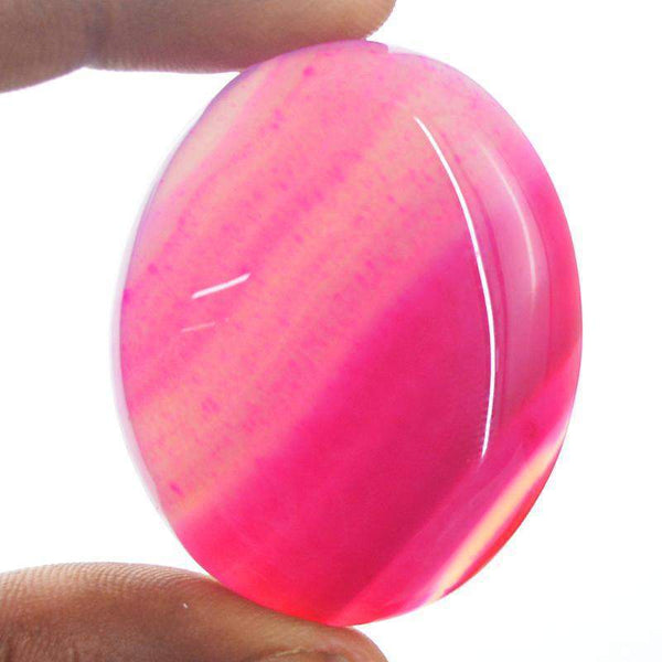 gemsmore:Amazing Natural Pink Onyx Oval Shape Loose Gemstone
