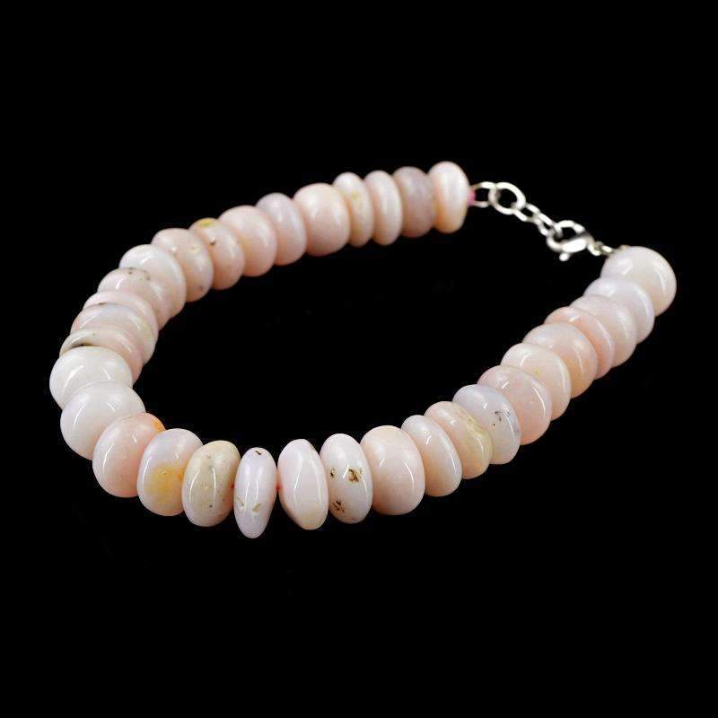 gemsmore:Amazing Natural Pink Opal Bracelet Round Shape Beads