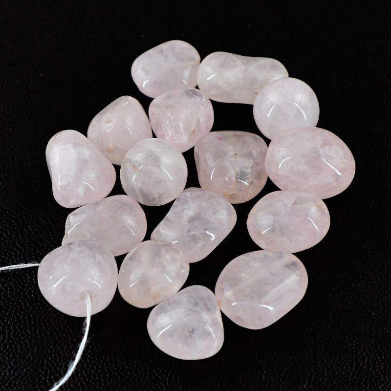 gemsmore:Amazing Natural Pink Rose Quartz Beads Lot - Drilled