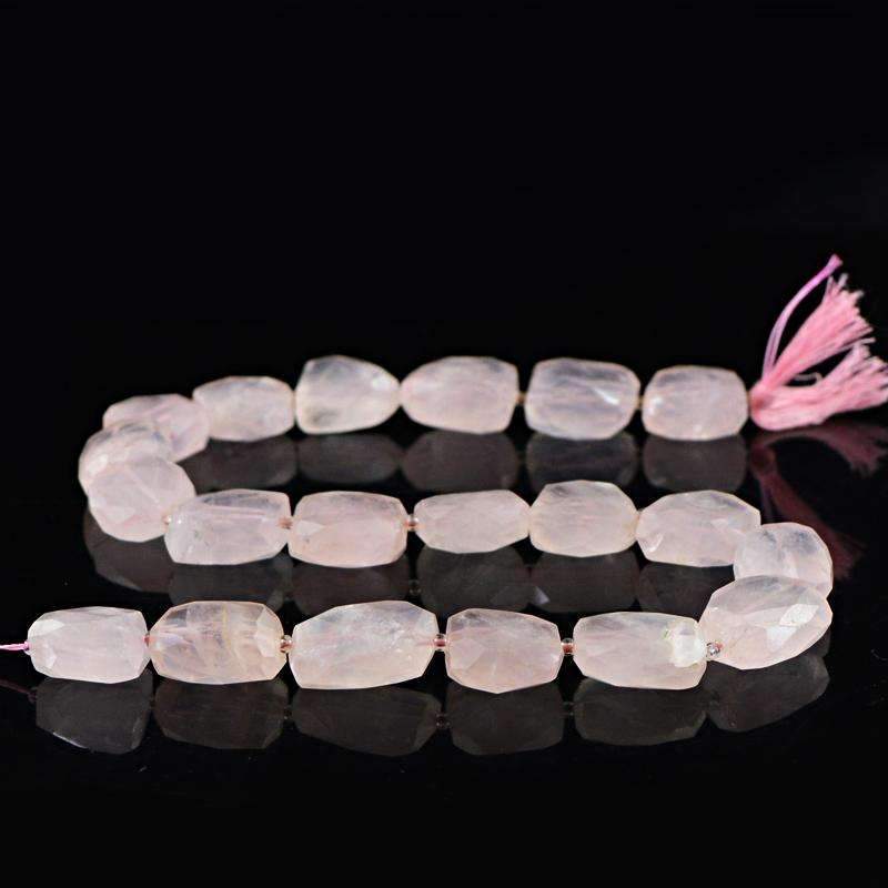 gemsmore:Amazing Natural Pink Rose Quartz Beads Strand Faceted Drilled