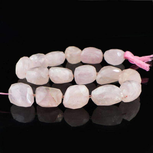 gemsmore:Amazing Natural Pink Rose Quartz Beads Strand Faceted Drilled