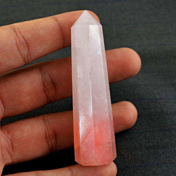 gemsmore:Amazing Natural Pink Rose Quartz Crystal Healing Point