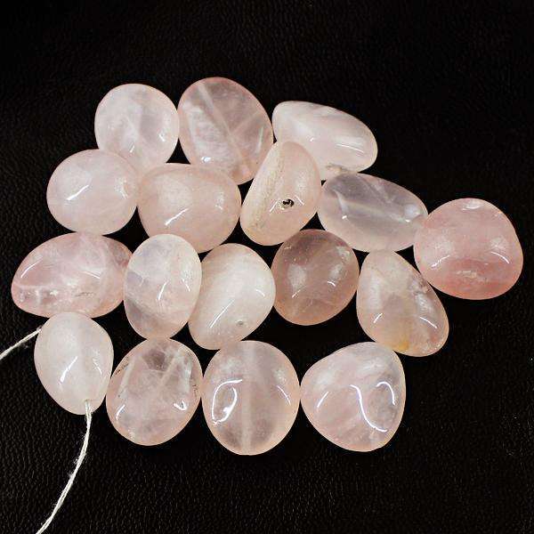 gemsmore:Amazing Natural Pink Rose Quartz Drilled Beads Lot