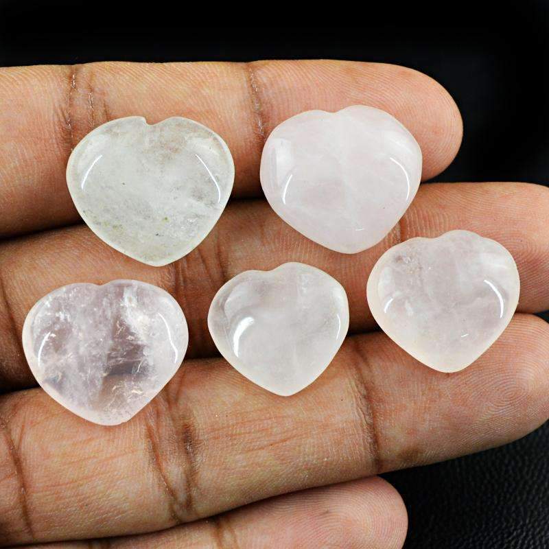 gemsmore:Amazing Natural Pink Rose Quartz Gemstone Lot - Heart Shape