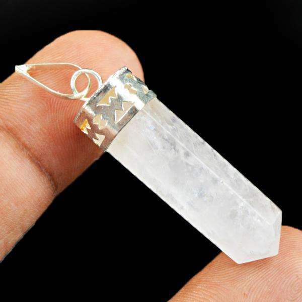 gemsmore:Amazing Natural Pink Rose Quartz Healing Point Pendant