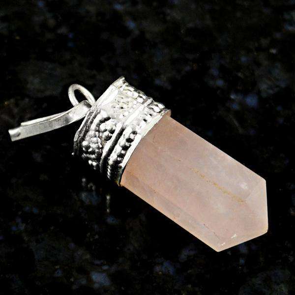 gemsmore:Amazing Natural Pink Rose Quartz Healing Point Pendant