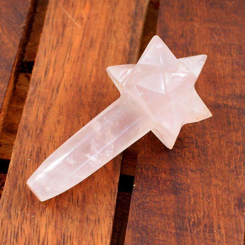 gemsmore:Amazing Natural Pink Rose Quartz Merkaba Healing Point