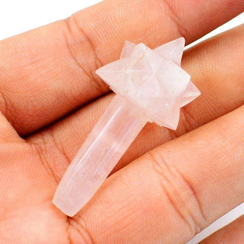 gemsmore:Amazing Natural Pink Rose Quartz Merkaba Healing Point