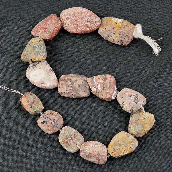 gemsmore:Amazing Natural Poppy Jasper Drilled Beads Strand