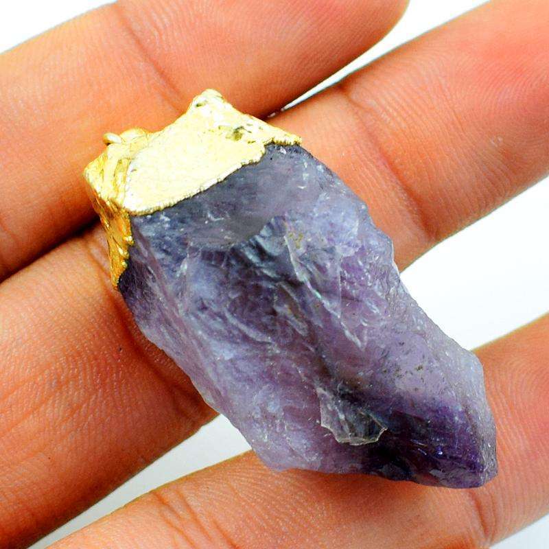 gemsmore:Amazing Natural Purple Amethyst Druzy Healing Pendant