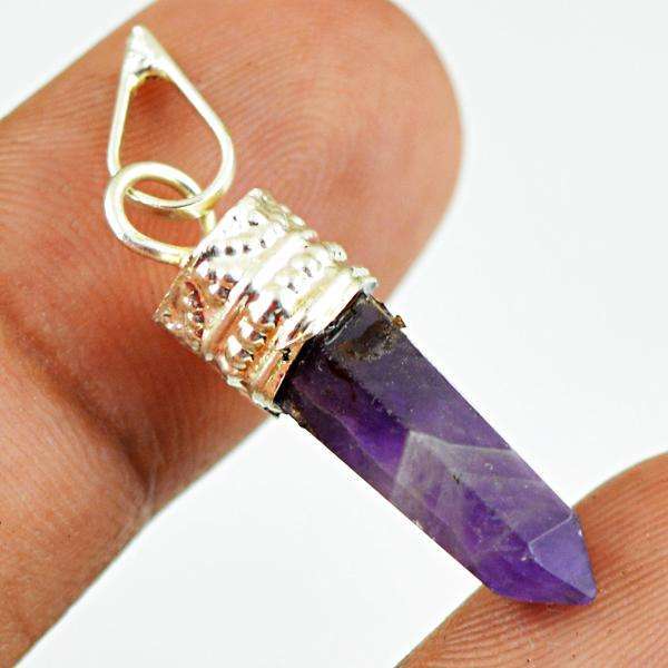 gemsmore:Amazing Natural Purple Amethyst Healing Point Pendant