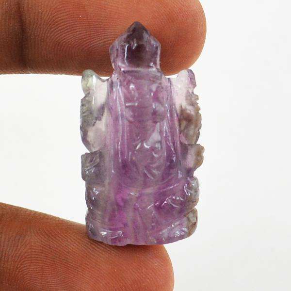 gemsmore:Amazing Natural Purple Fluorite Carved Ganesha Gemstone
