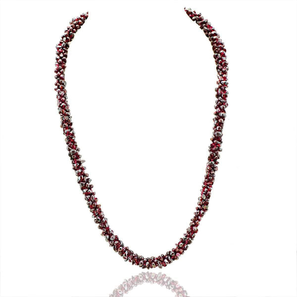 gemsmore:Amazing Natural Red Garnet Necklace Untreated Beads