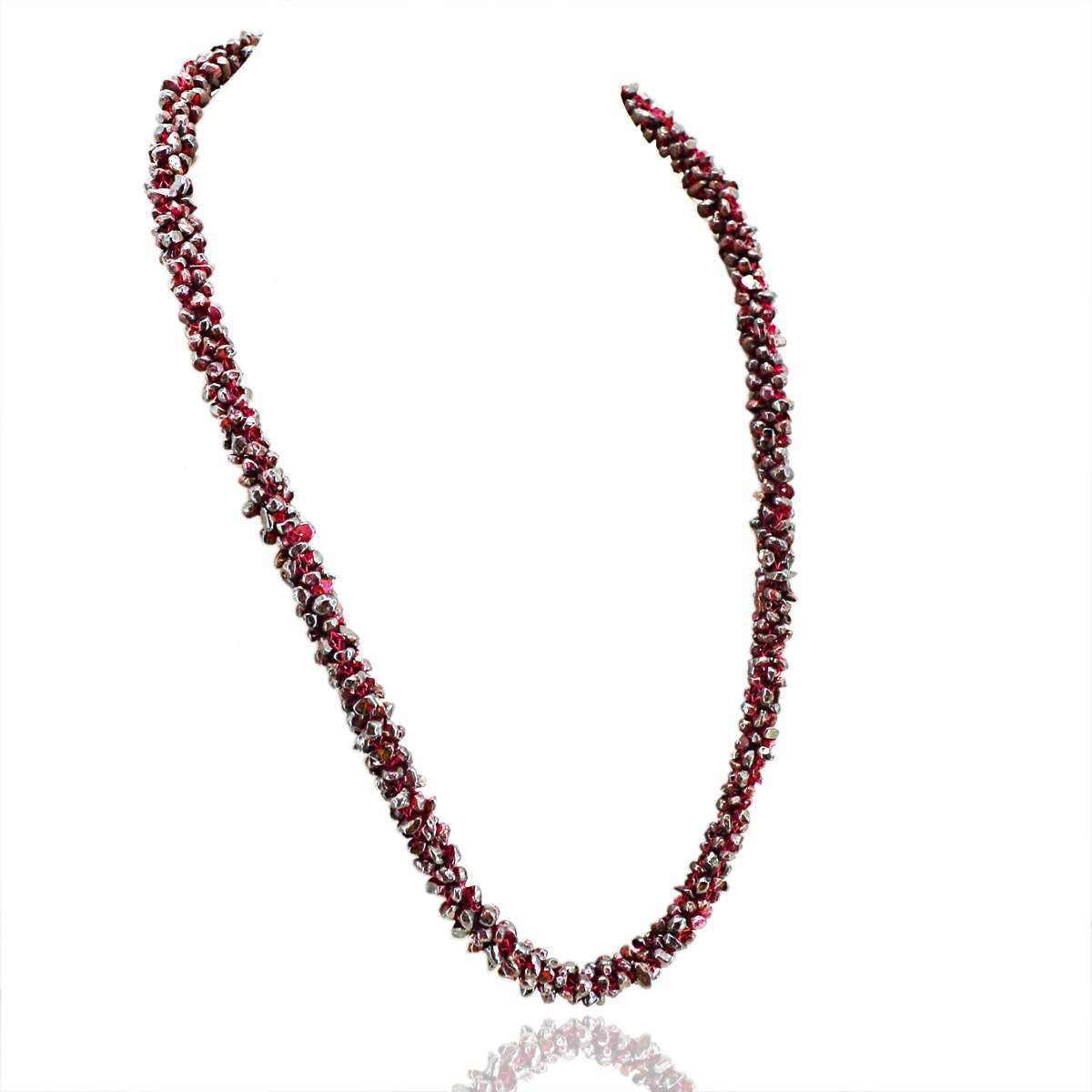 gemsmore:Amazing Natural Red Garnet Necklace Untreated Beads