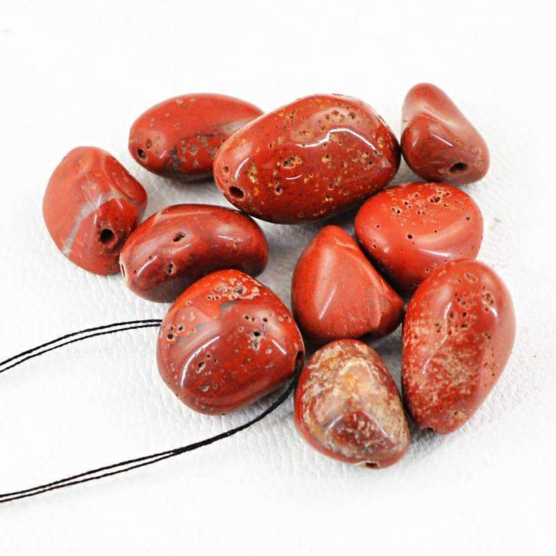 gemsmore:Amazing Natural Red Jasper Beads Lot - Unheated Drilled