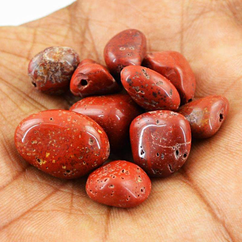 gemsmore:Amazing Natural Red Jasper Beads Lot - Unheated Drilled