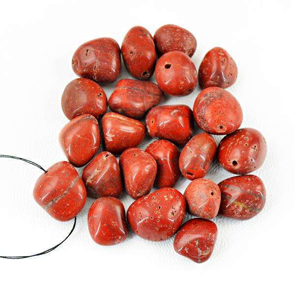 gemsmore:Amazing Natural Red Jasper Drilled Beads Lot