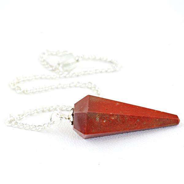 gemsmore:Amazing Natural Red Jasper Healing Point Pendulum