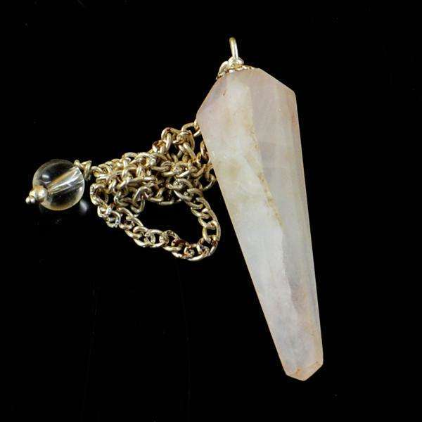 gemsmore:Amazing Natural Rose Quartz Healing Point Pendulum