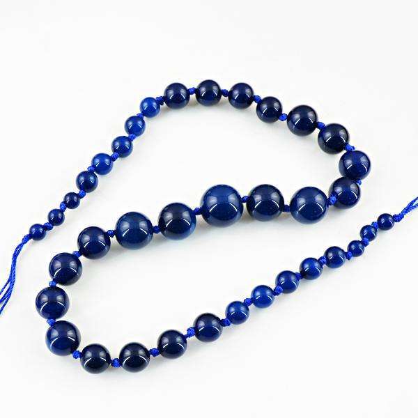 gemsmore:Amazing Natural Round shape Blue Onyx Drilled Beads Strand