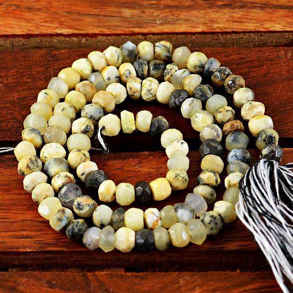 gemsmore:Amazing Natural Round Shape Dendrite Opal Faceted Drilled Beads Strand