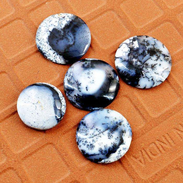 gemsmore:Amazing Natural Round Shape Dendrite Opal Loose Gemstone Lot