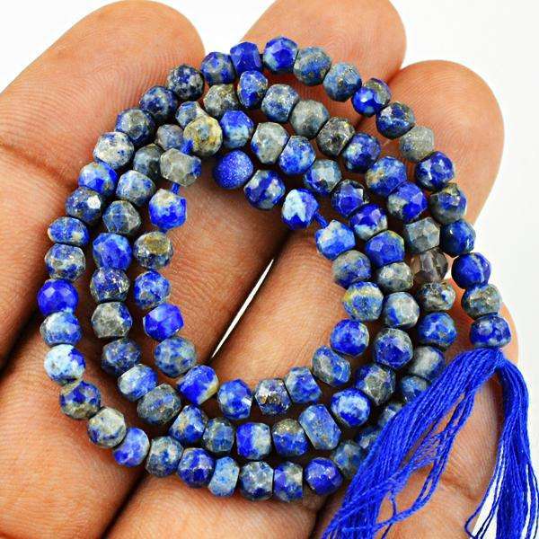 gemsmore:Amazing Natural Round Shape Faceted Blue Lapis Lazuli Drilled Beads Strand