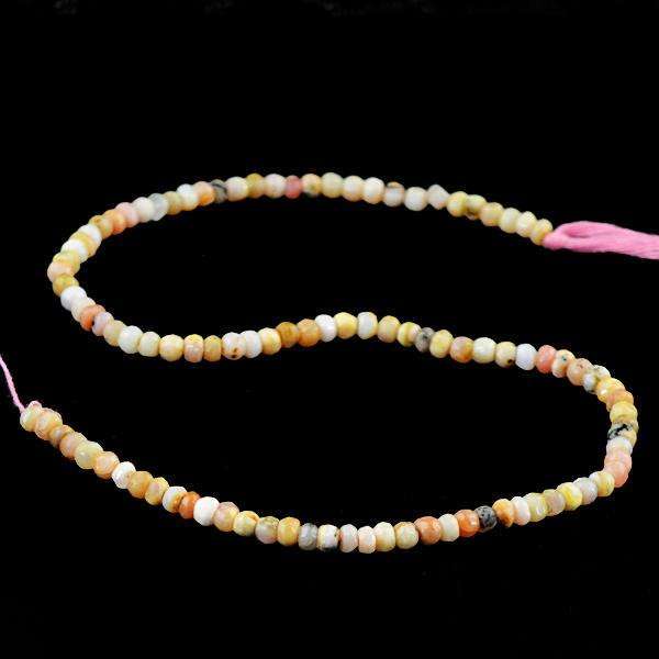 gemsmore:Amazing Natural Round Shape Faceted Pink Australian Opal Drilled Beads Strand