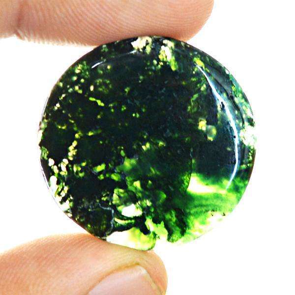gemsmore:Amazing Natural Round Shape Green Moss Agate Loose Gemstone