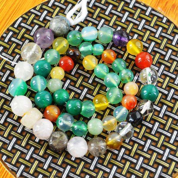 gemsmore:Amazing Natural Round Shape Multicolor Onyx Drilled Beads Strand