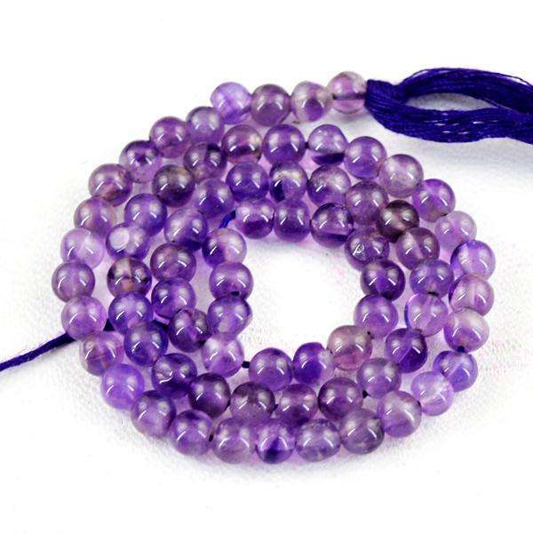 gemsmore:Amazing Natural Round Shape Purple Amethyst Drilled Beads Strand