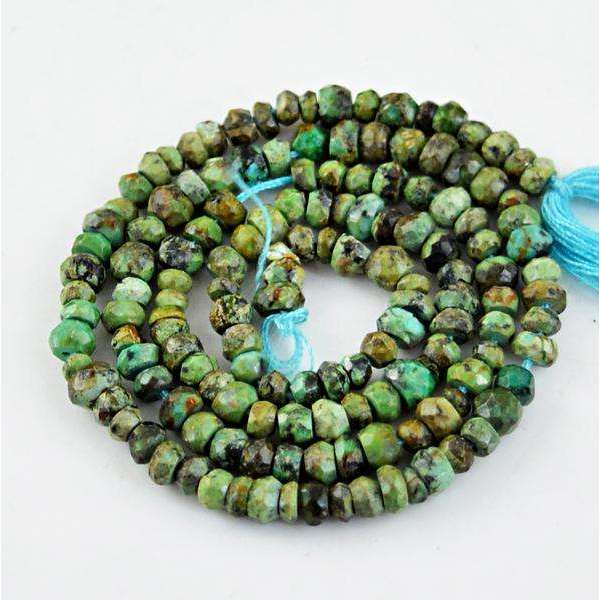gemsmore:Amazing Natural Round Shape Turquoise Faceted Drilled Beads Strand