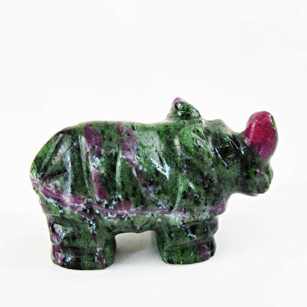 gemsmore:Amazing Natural Ruby Zoisite Hand Carved Raino.