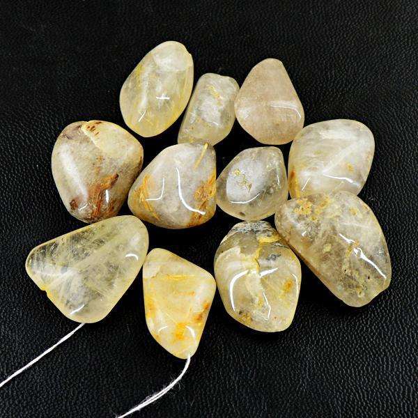 gemsmore:Amazing Natural Rutile Quartz Drilled Beads Lot