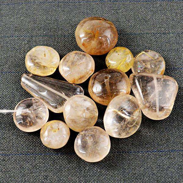 gemsmore:Amazing Natural Rutile Quartz Drilled Beads Lot