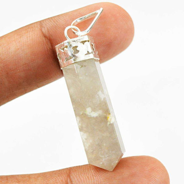 gemsmore:Amazing Natural Rutile Quartz Healing Point Pendant