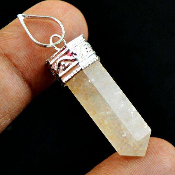 gemsmore:Amazing Natural Rutile Quartz Healing Point Pendant