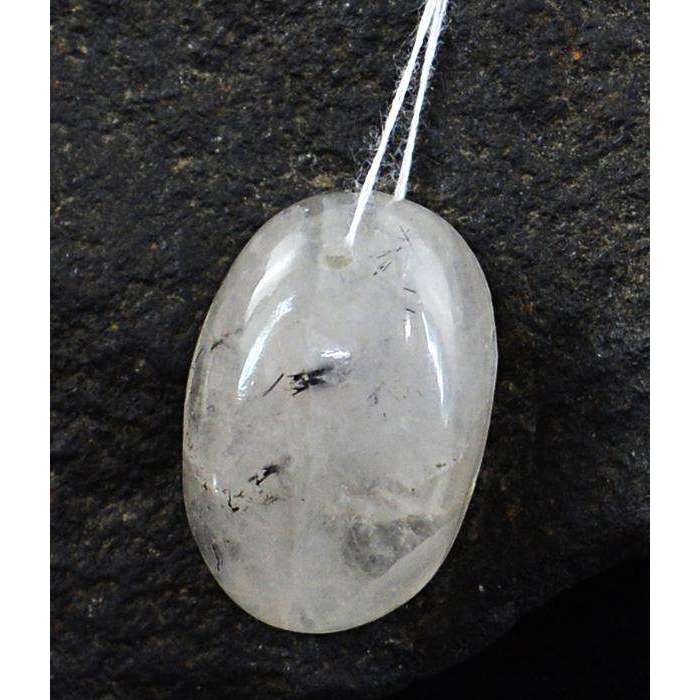 gemsmore:Amazing Natural Rutile Quartz Oval Shape Drilled Loose Gemstone