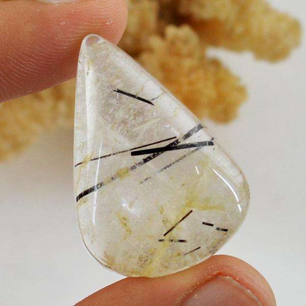 gemsmore:Amazing Natural Rutile Quartz Pear Shape Untreated Loose Gemstone