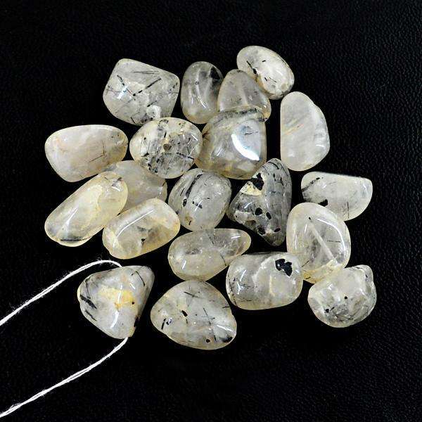 gemsmore:Amazing Natural Rutile Quartz Untreated Drilled Beads Lot