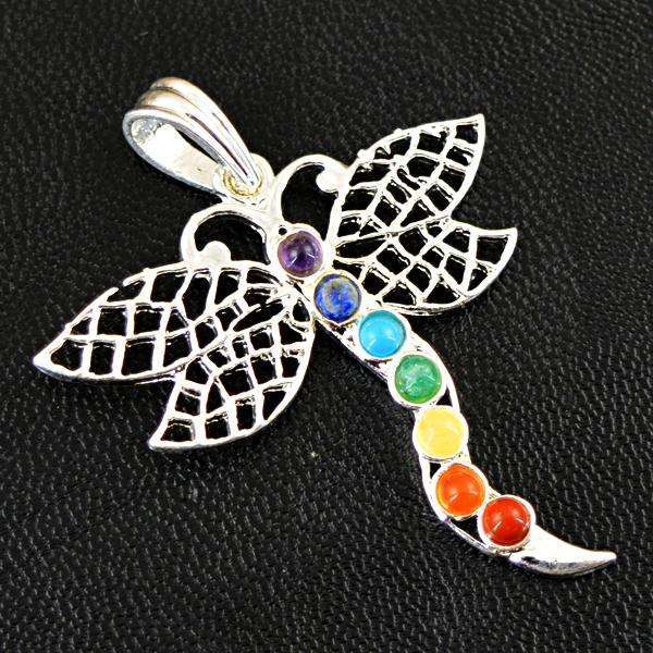 gemsmore:Amazing Natural Seven Chakra Butterfly Healing Pendant